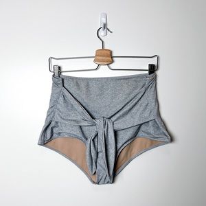 Kortni Jeane Grey Plus Size Tie Waist Swim Bottoms High Waisted 2XL